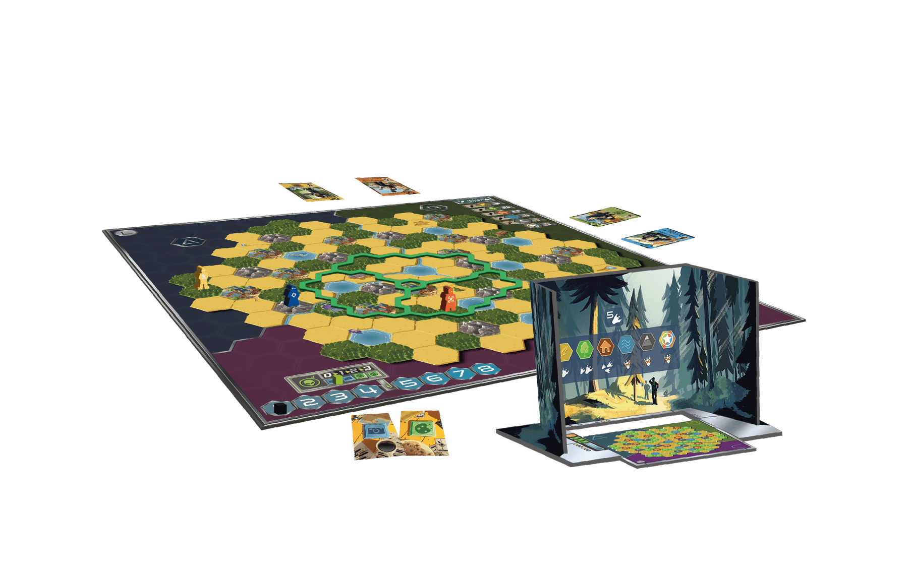 1ers Contacts hex map gameboard and components