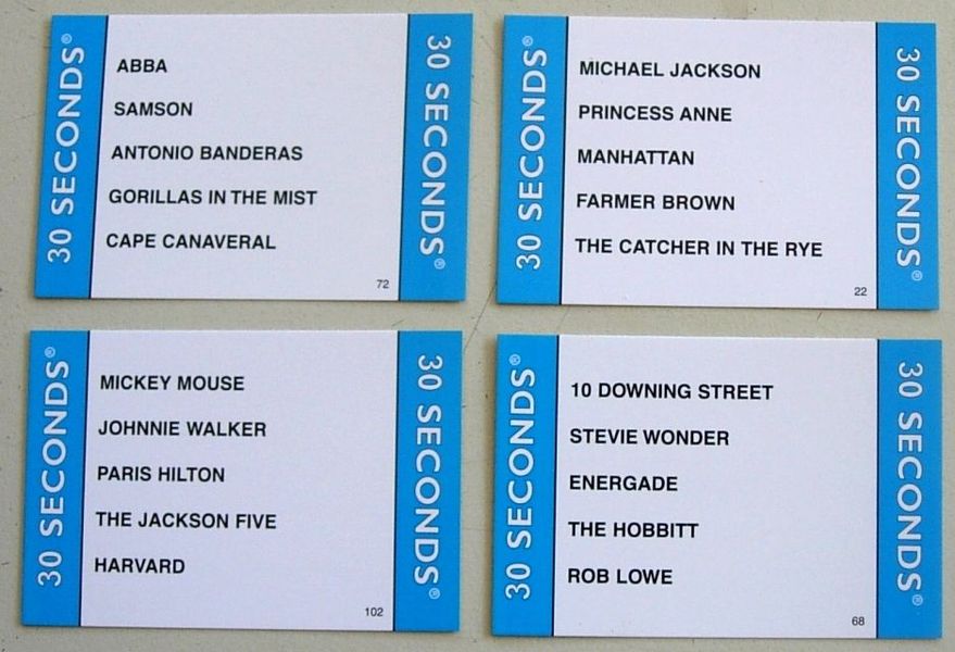30 Seconds board game card sample