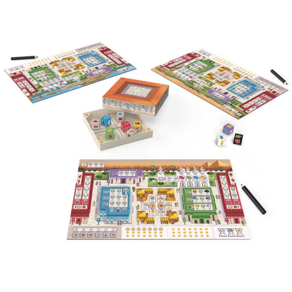 Components included in 7 Wonders Dice