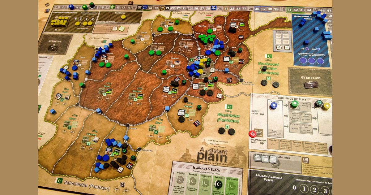 A Distant Plain board near the end of a game