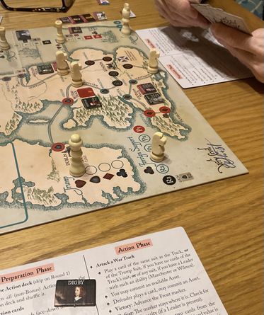A Very Civil Whist cards during gameplay