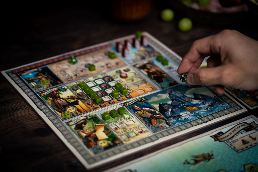 A Wayfarers Tale dice and companion components