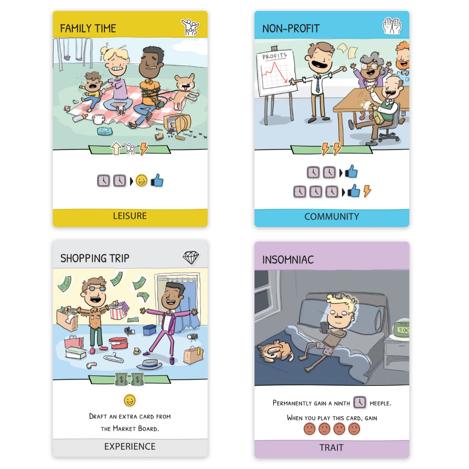 Adulthood player board and cards in play
