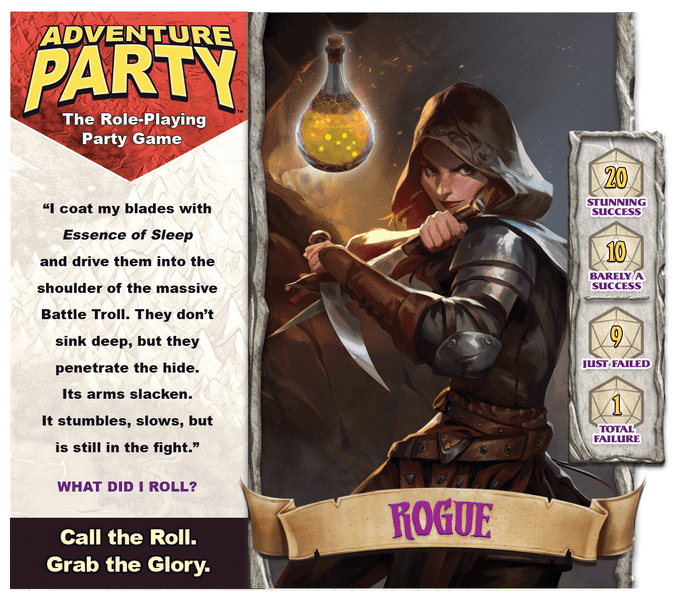 Adventure Party scenario cards and storytelling example