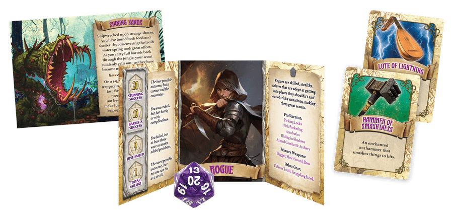 Adventure Party screens dice cards and tokens