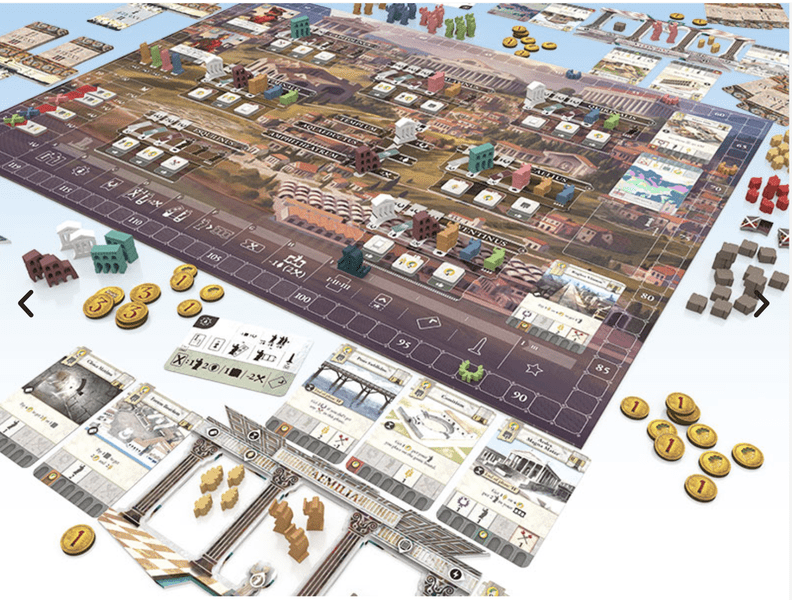 Aeterna board game publisher layout with board and player areas