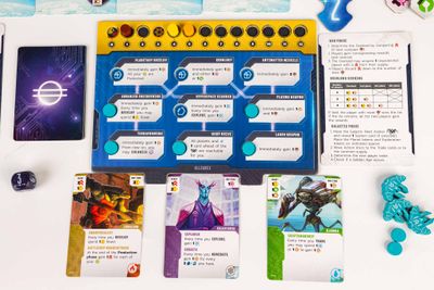 Age of Galaxy Second Edition player board and faction cards