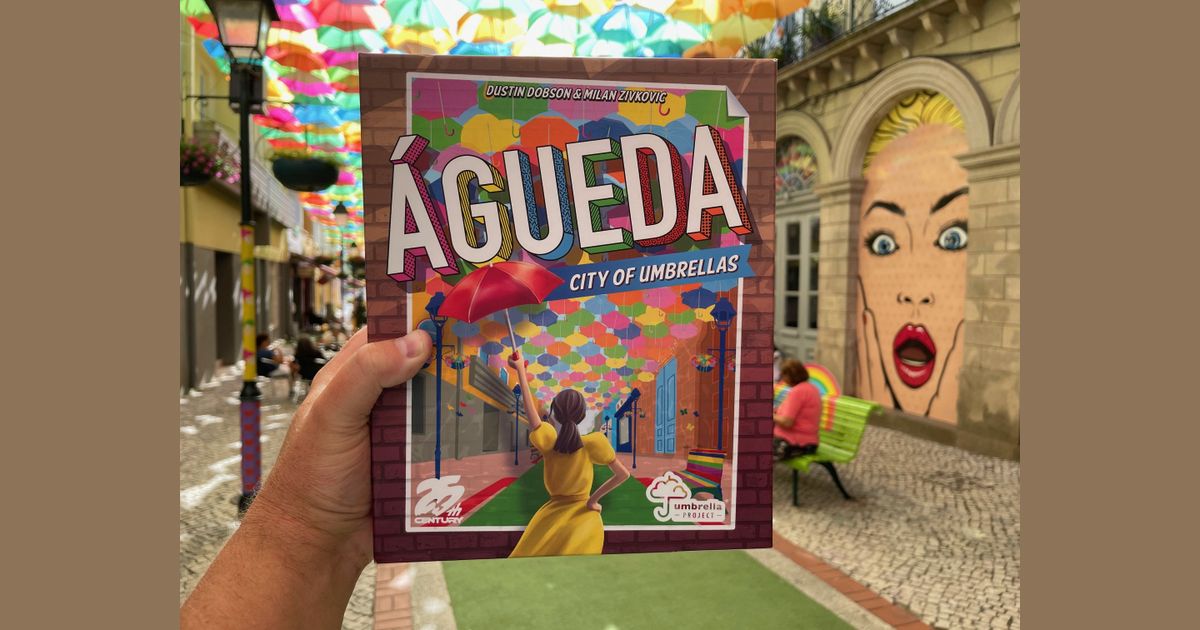 Colorful umbrella street in Agueda