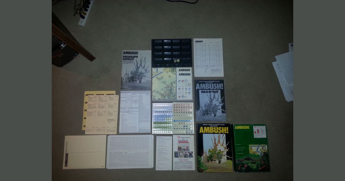 Ambush board game components organized for play