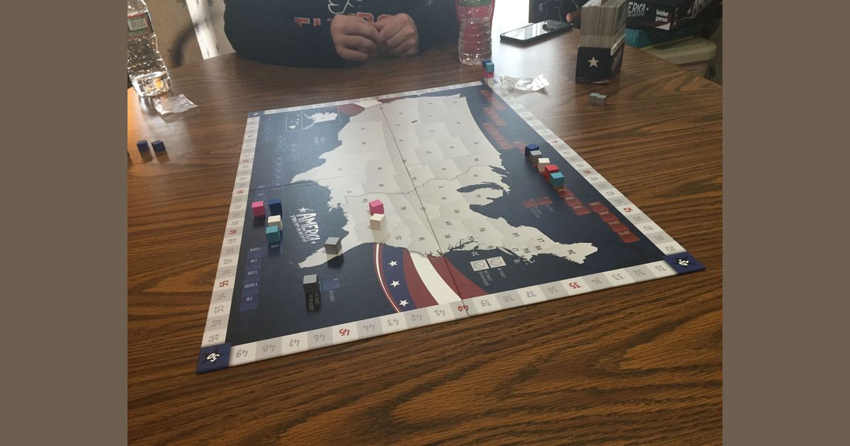 America trivia board game in play