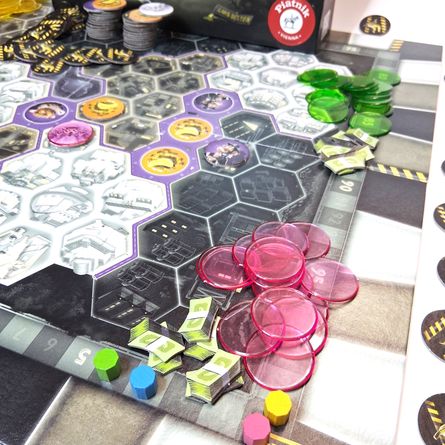 Ape Town board detail with tiles and influence discs