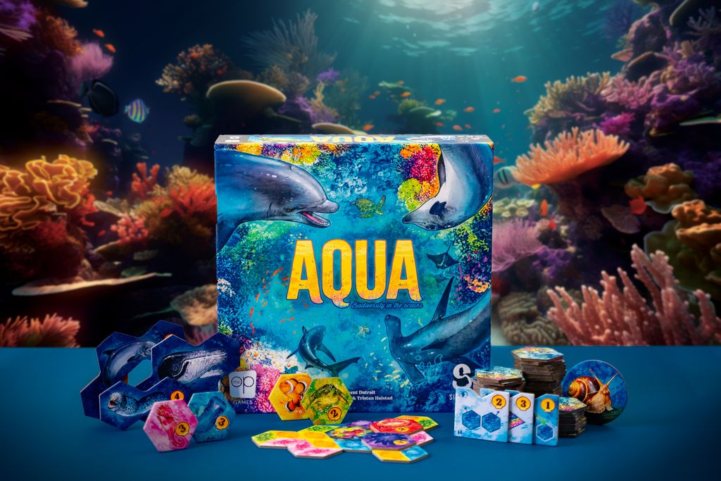 Aqua coral and animal game components