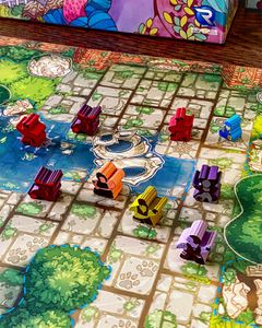 Artisans of Splendent Vale action scene with dice and characters