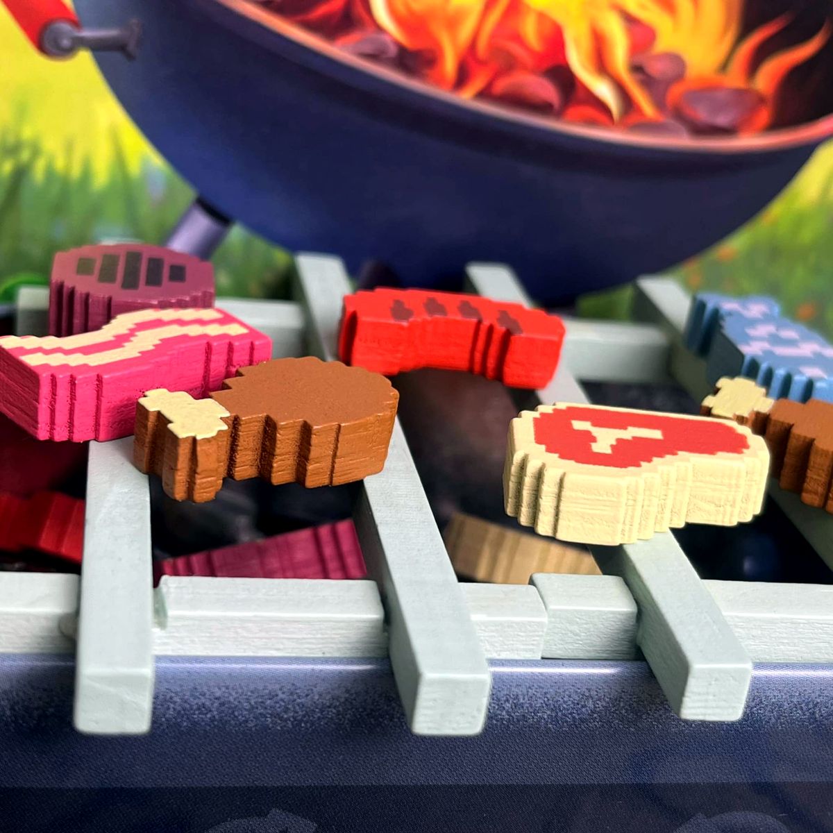Barbecubes cards and wooden food cube components