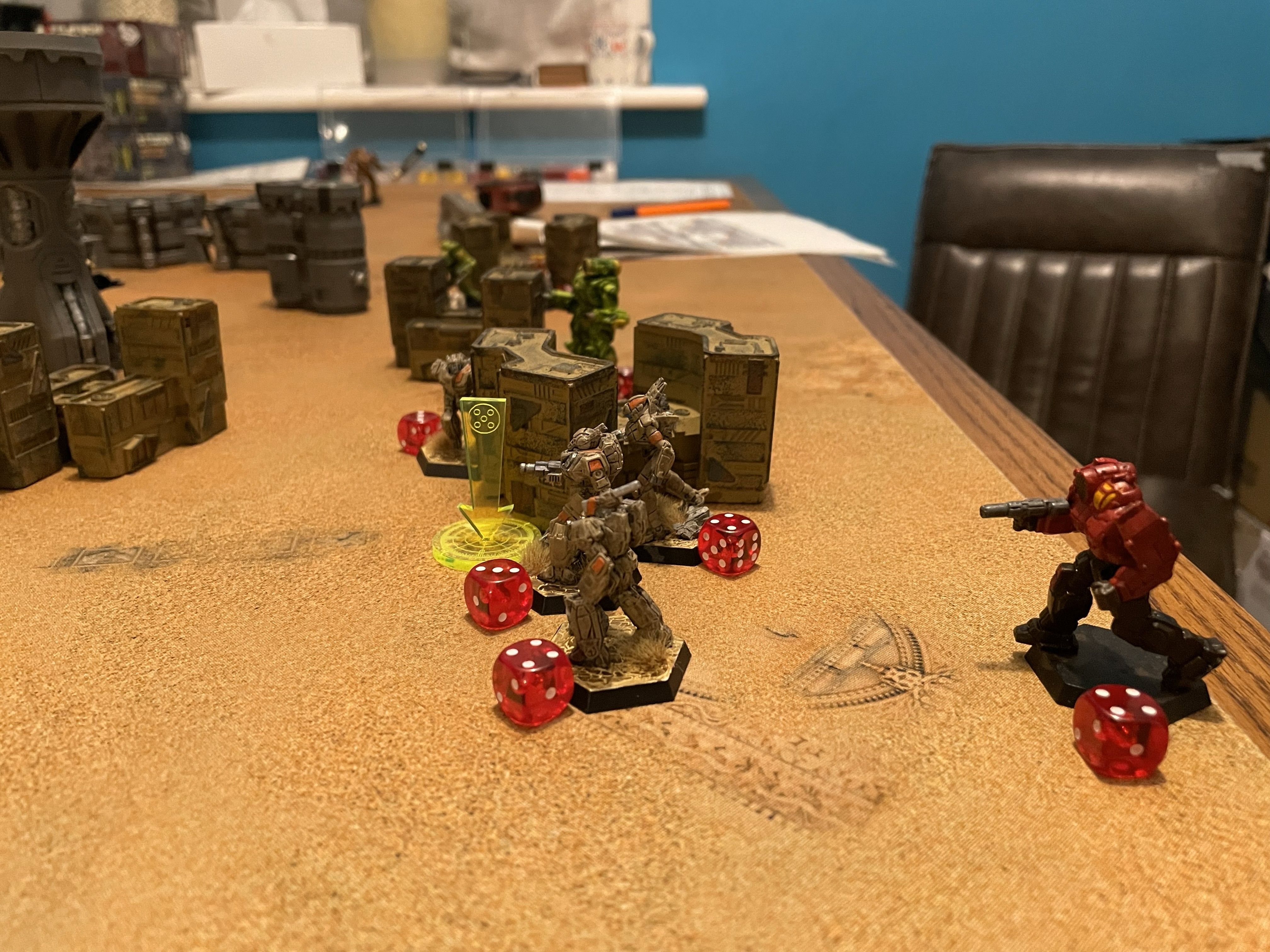 BattleTech Alpha Strike miniatures fighting across tabletop terrain