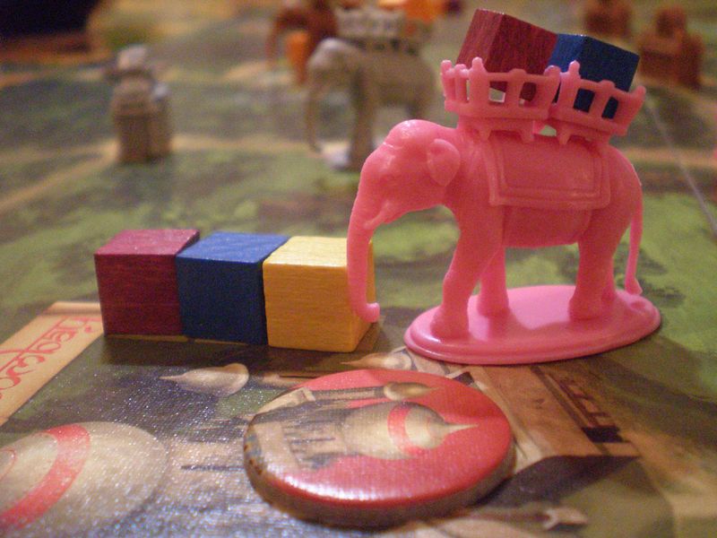 Bombay board with elephants in play