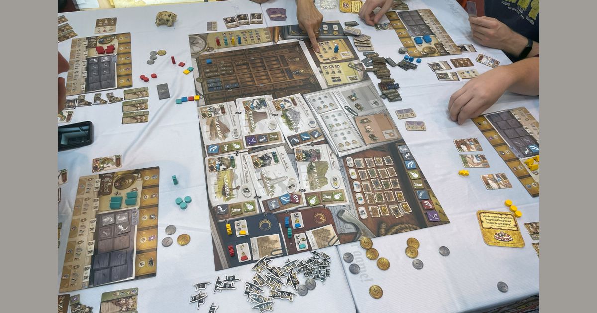 Bone Wars board game set up at a convention
