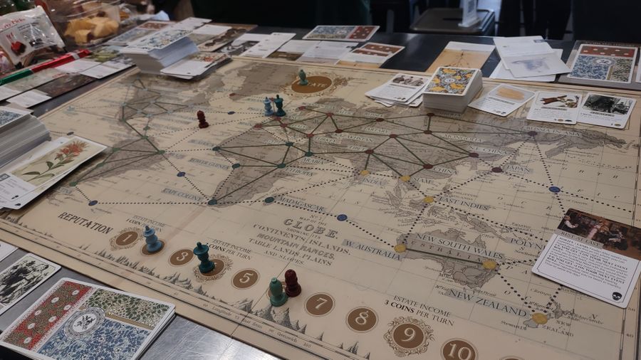 Botany board game world map in play