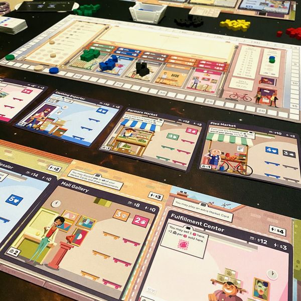 Brick and Mortar board and cards during play