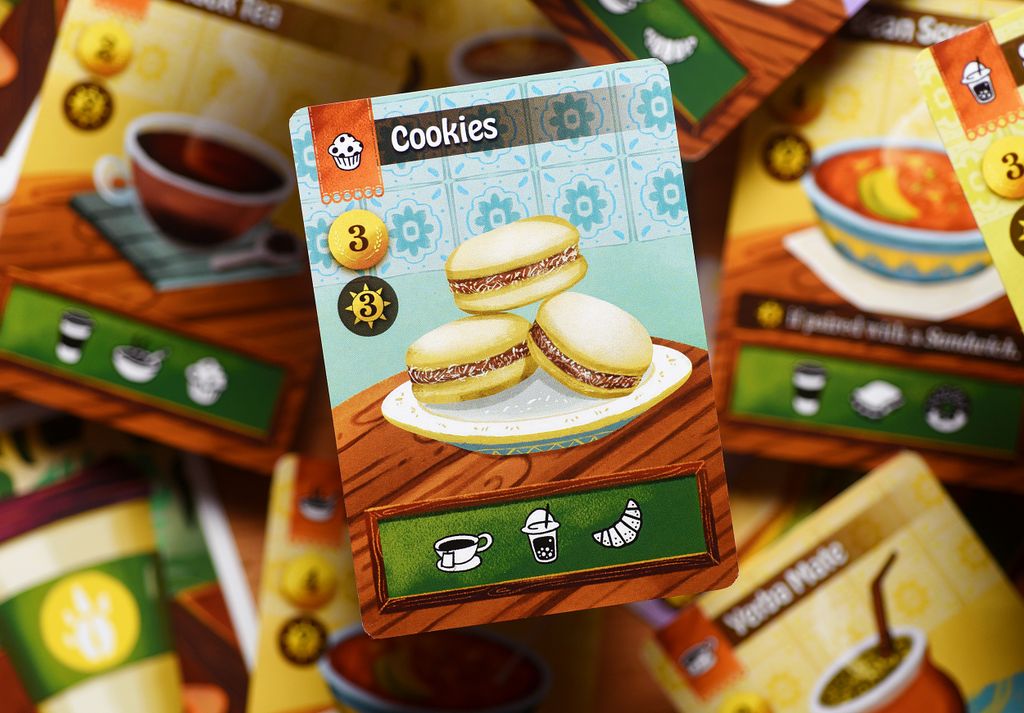 Cafe Baras cookie tokens and illustrated cards
