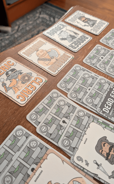 Cavern Shuffle cards arranged as a dungeon