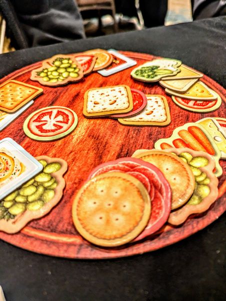 Completed Charcuterie board game serving board