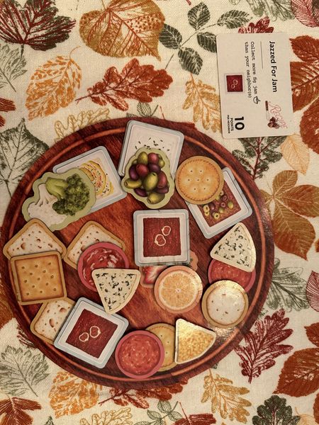 Charcuterie board game tiles during play