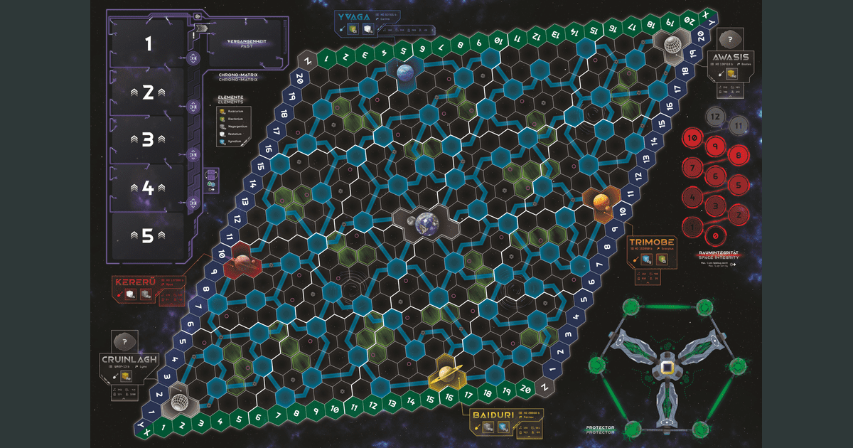 Chrono Fall hex grid game board