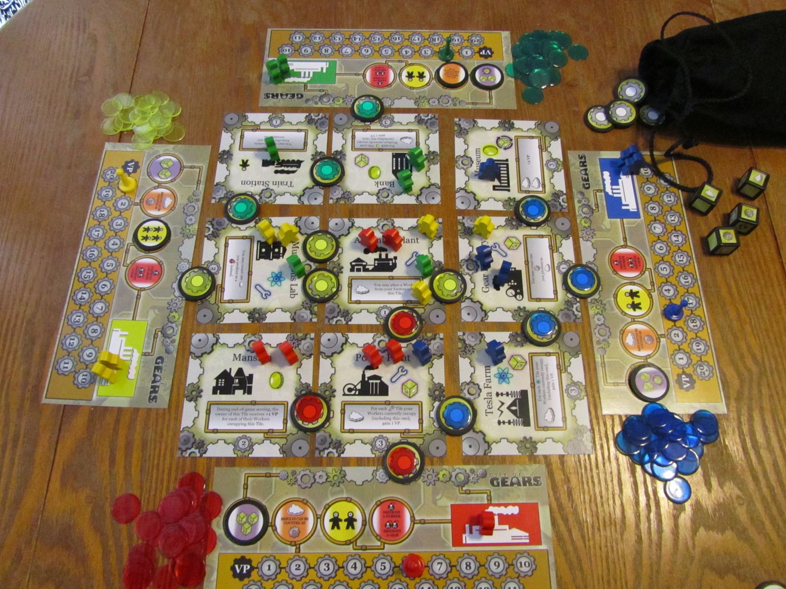 City of Gears board near the end of a game