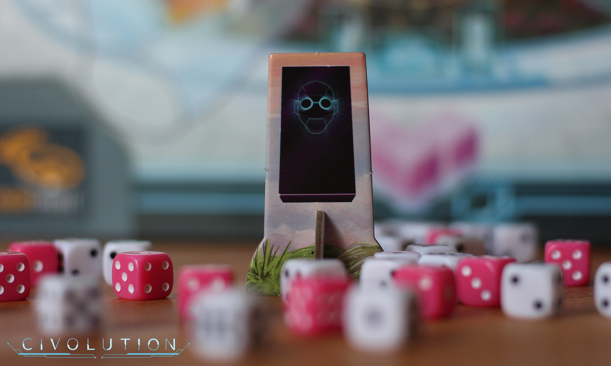 Civolution board game set up on a table