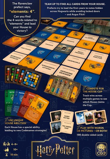 Codenames Back to Hogwarts components