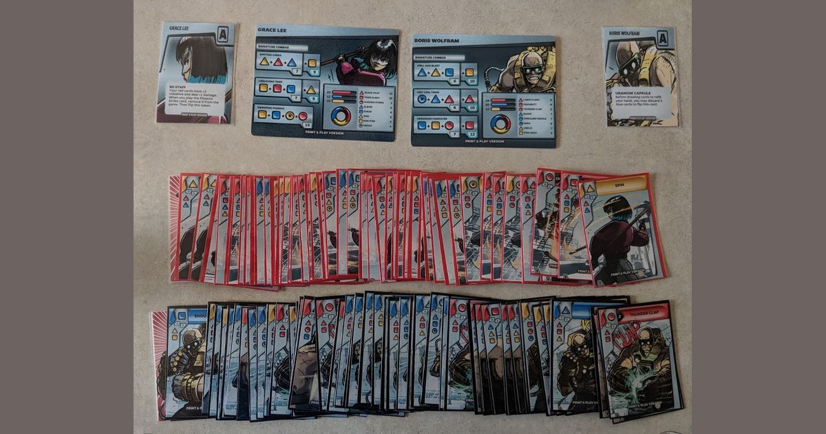 Combo Fighter decks and game components