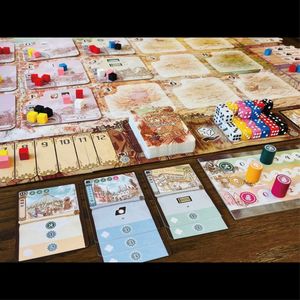 Compania dice tiles boards and resource components