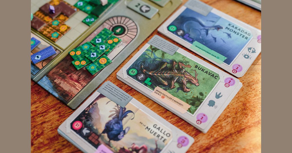 Cryptic Nature cards, dice, and components