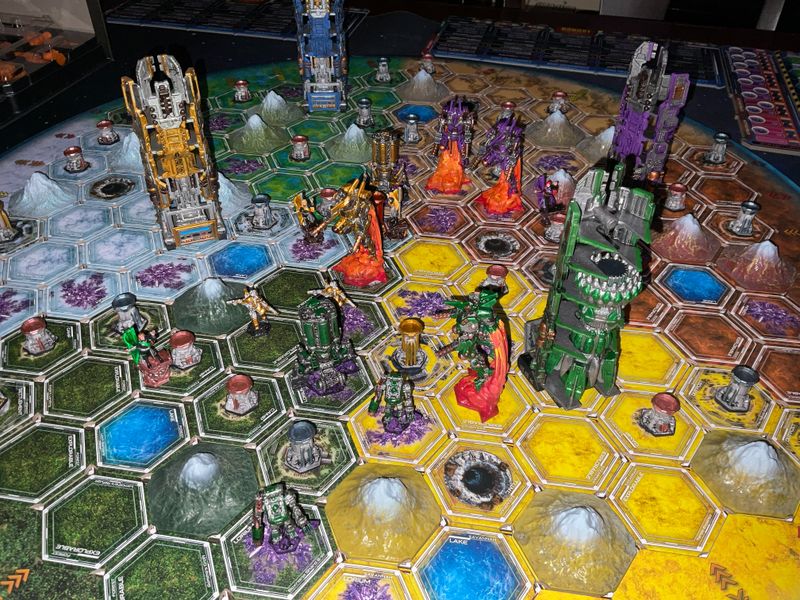 Painted Cysmic miniatures during play
