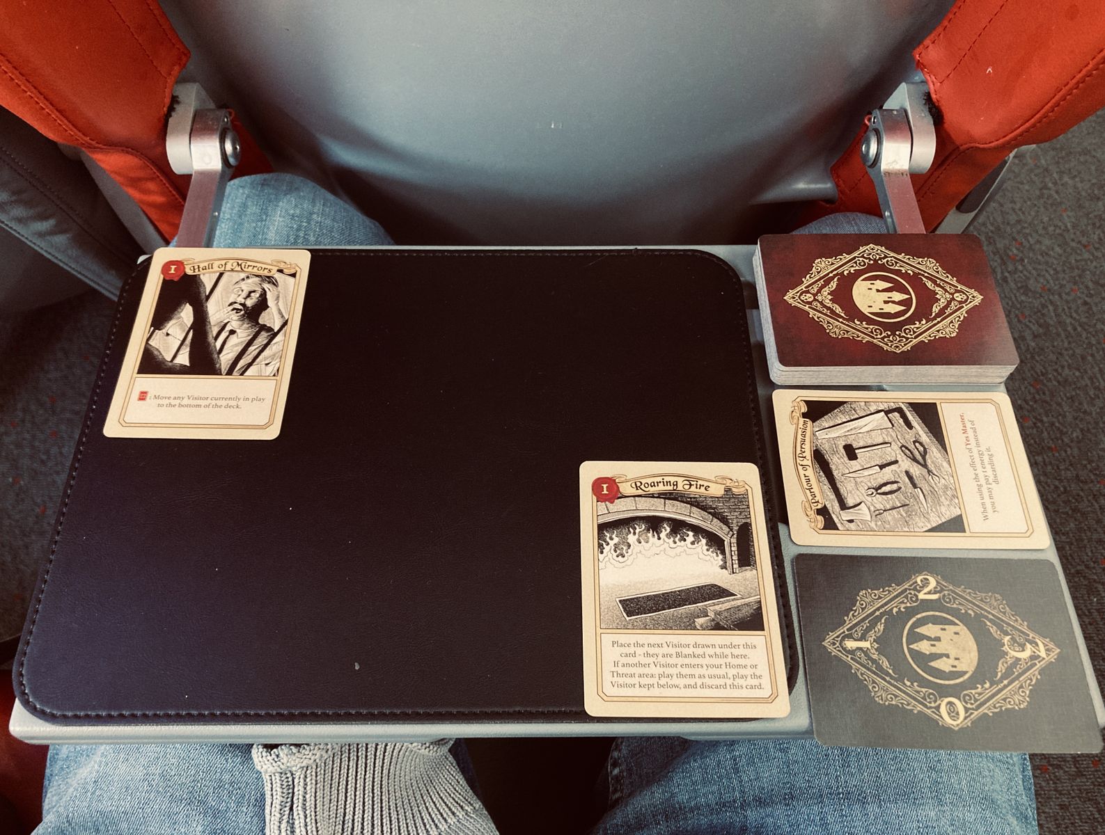Deckula physical card game travel setup