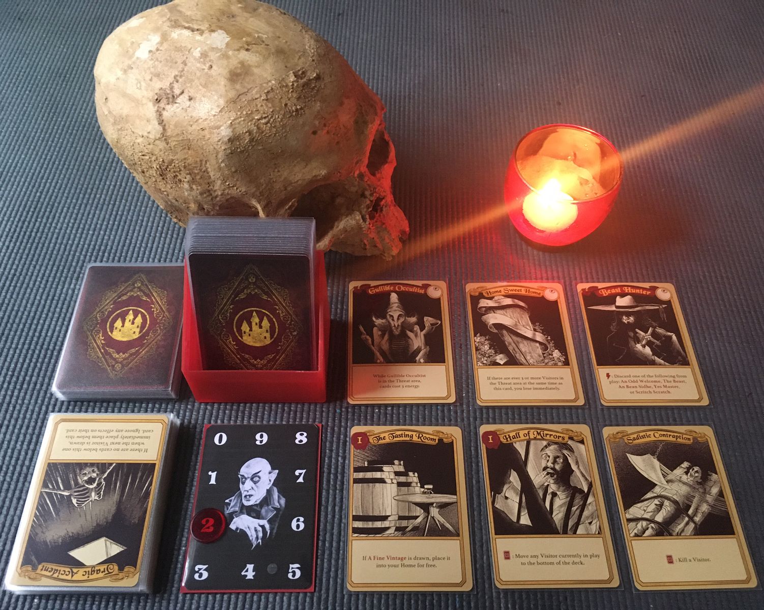 Deckula card game vampire tableau in play