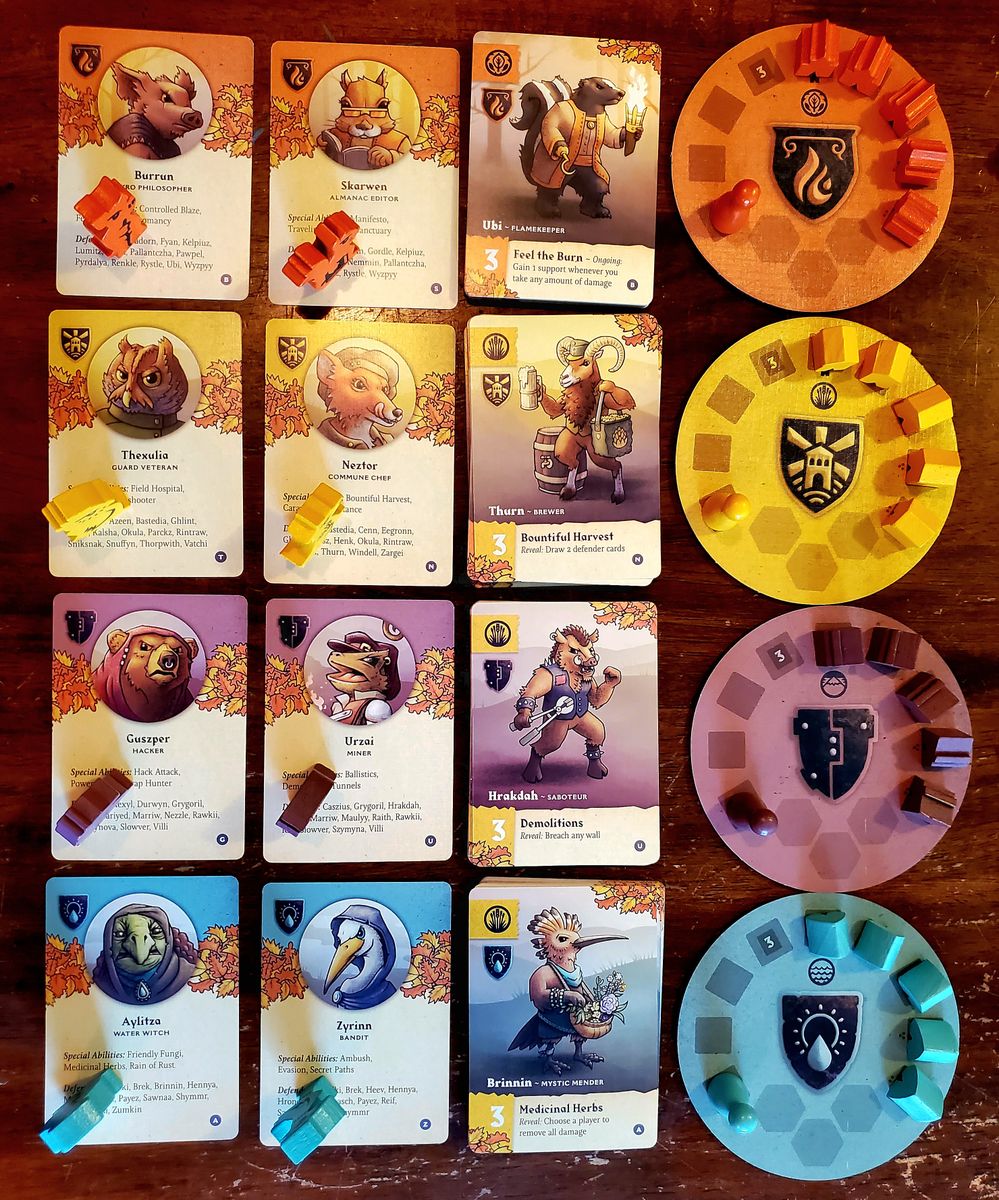 Faction boards and cards in Defenders of the Wild