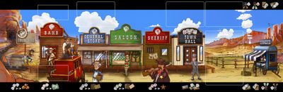 Dice Town board showing frontier locations