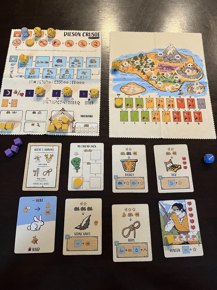 Dieson Crusoe Gamefound edition components