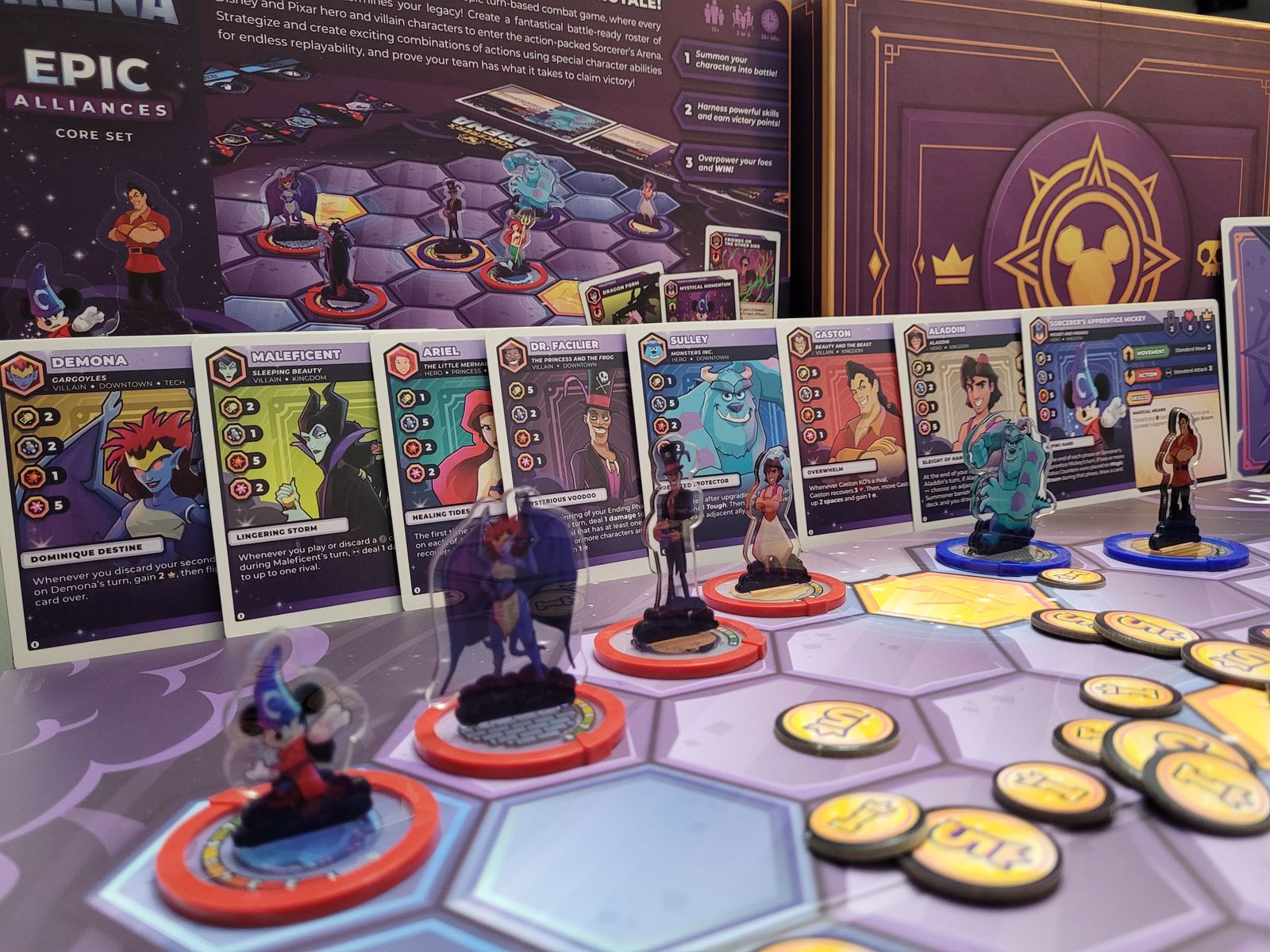 Disney Sorcerers Arena character standees and decks
