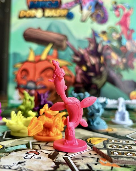 Two Dodo Dash dinosaur rider miniatures
