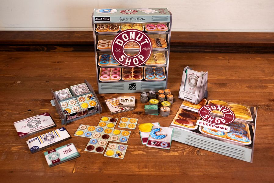 Donut Shop English board game components
