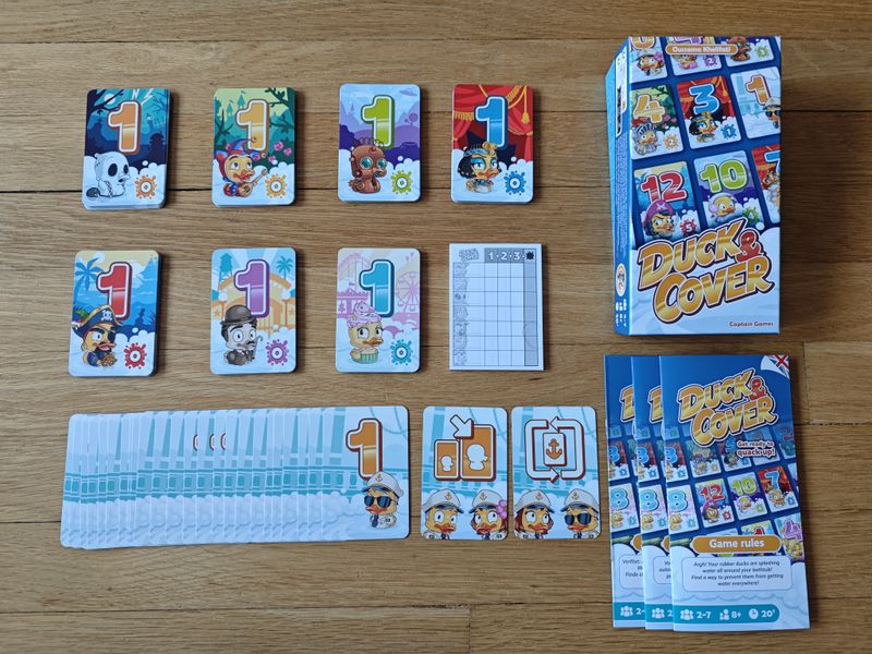 Colorful numbered Duck and Cover cards