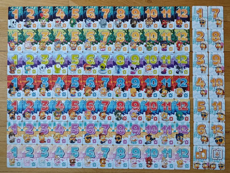 Duck and Cover cards arranged in a grid during play