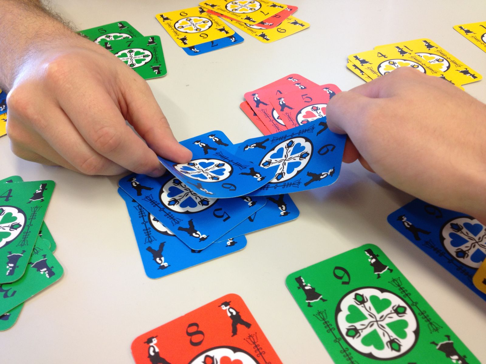 Dutch Blitz card game in progress