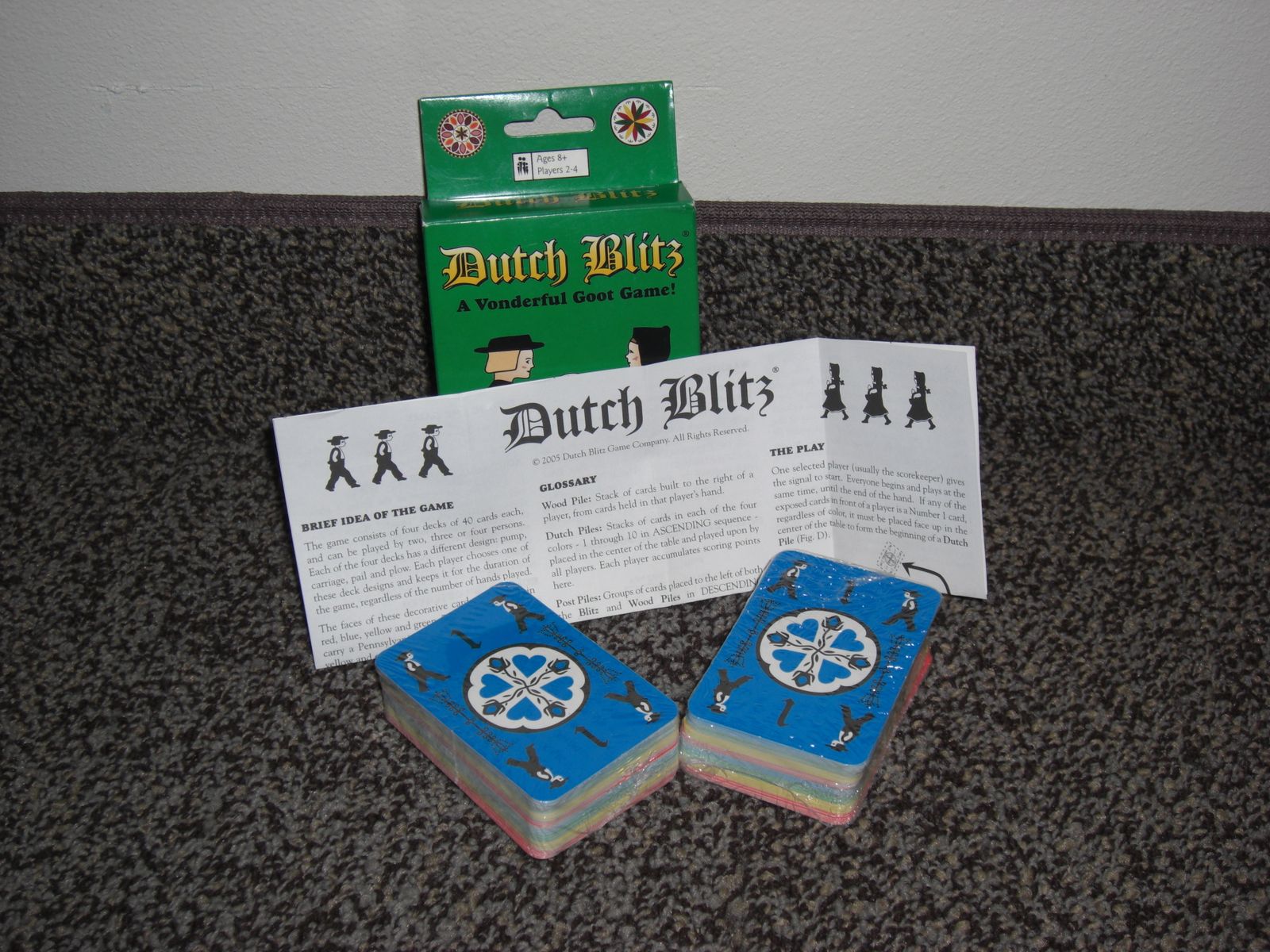 Dutch Blitz card game table setup