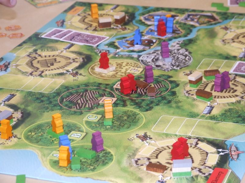 Eketorp game in progress with Viking pieces