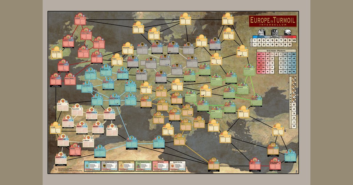 Europe in Turmoil II mounted game map