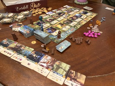 Everdell Duo game in progress on a table